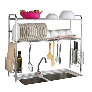 Abaft Stainless Steel Over Sink Drying Rack Dish Drainer Rack&Kitchen Organizer (double Groove-double-layer)