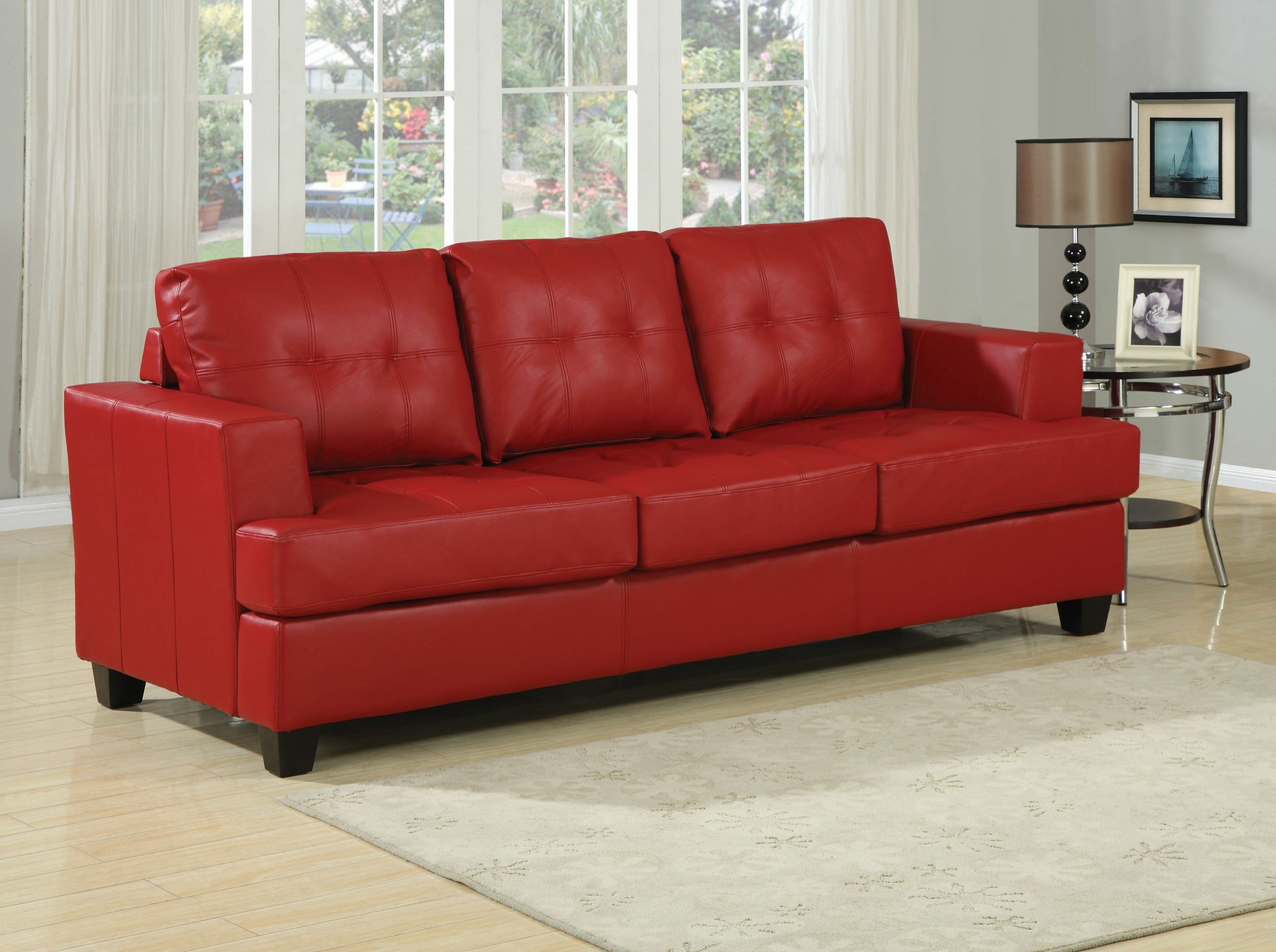 ACME AC-15063 Sofa w/Queen Sleeper, Red Bonded Leather