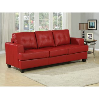 ACME AC-15063 Sofa w/Queen Sleeper, Red Bonded Leather