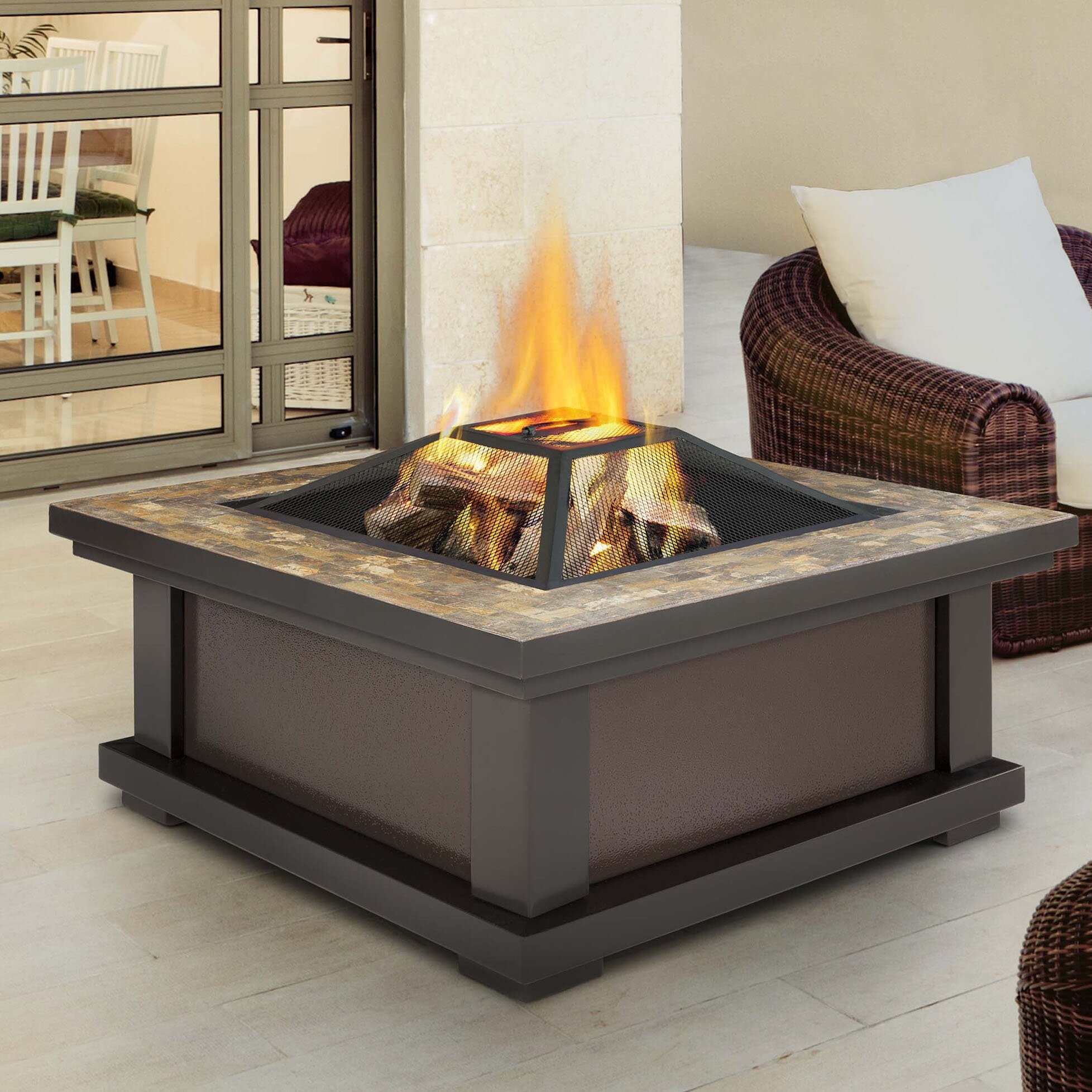 Alderwood Steel Wood Burning Fire Pit Table