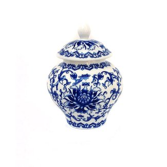 Ancient Chinese Style Blue and White Porcelain Helmet-shaped Temple Jar