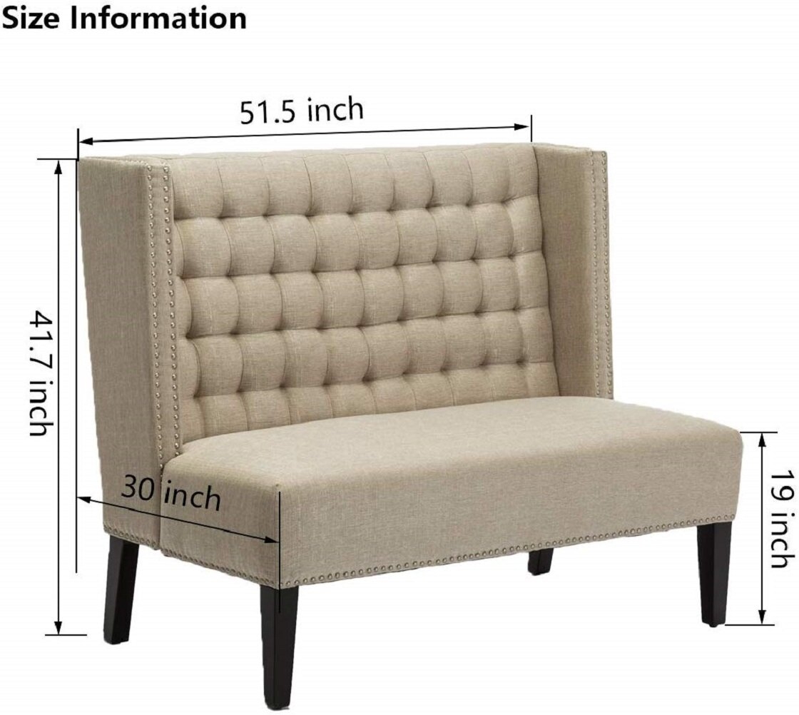 Andeworld Modern Tufted Button Back Upholstered Loveseat for Dining Room Hallway or Entryway Seating (Putty)