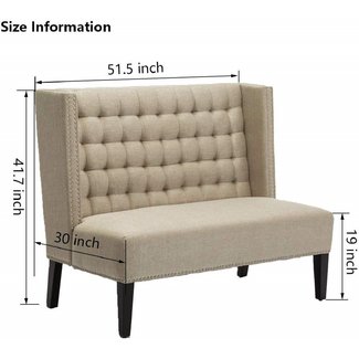 Andeworld Modern Tufted Button Back Upholstered Loveseat for Dining Room Hallway or Entryway Seating (Putty)