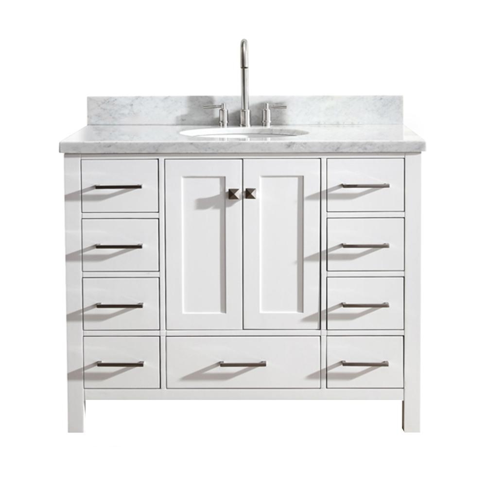 Ariel Cambridge 43 in. Bath Vanity in White with Marble