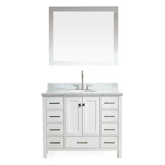 Ariel Cambridge 43 in. Vanity in White with Marble Vanity