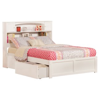 Atlantic Furniture AR8532112 Newport Platform Bed with 2 Urban Bed Drawers, Full, White
