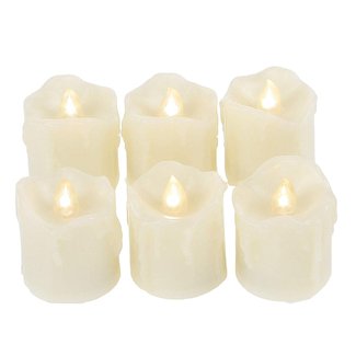 Battery Operated LED Votive Candles with Timer Realistic Flickering Timing Flameless Tea Lights Set Bulk Electric Fake Night Candle Lights for Valentine’s Day Easter Wedding Party Decorations 6 Pack