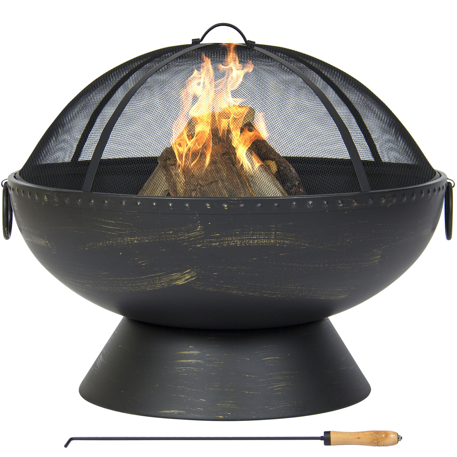 Best Choice Products Large Fire Pit Bowl With Handles, Spark Screen And Poker