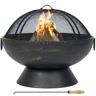Best Choice Products Large Fire Pit Bowl With Handles, Spark Screen And Poker
