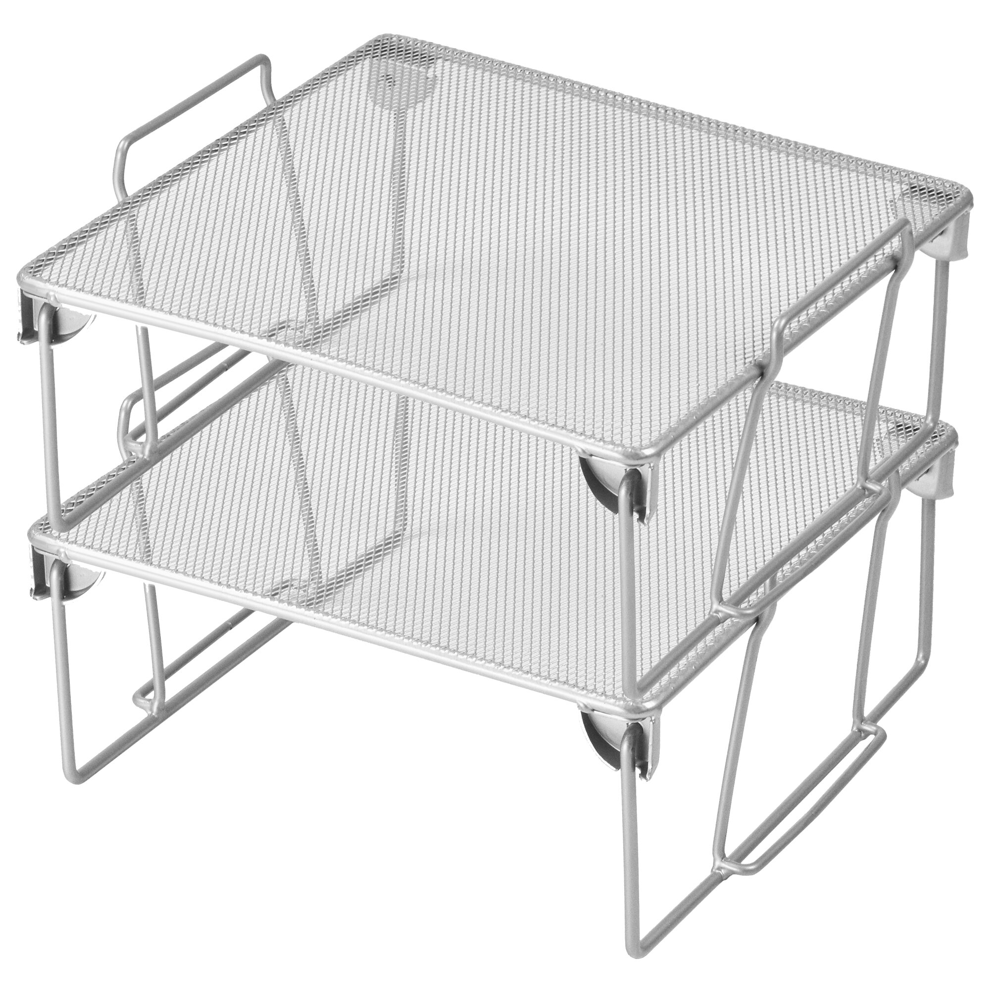 Bevins Stainless Steel Stackable Mesh Shelving Rack (Set of 2)