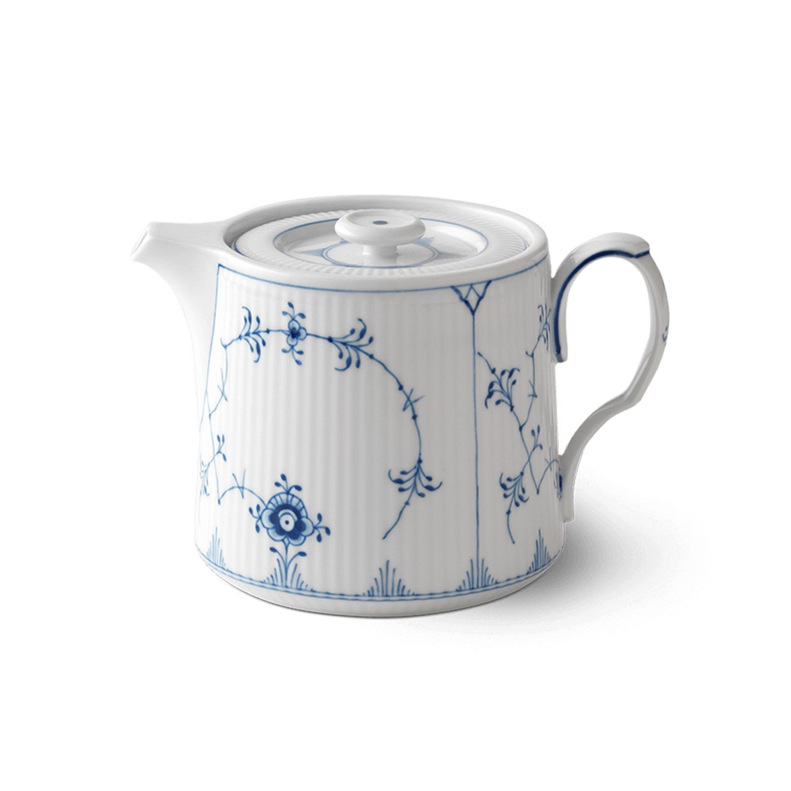 Blue Fluted Plan 0.78 qt. Porcelain Teapot