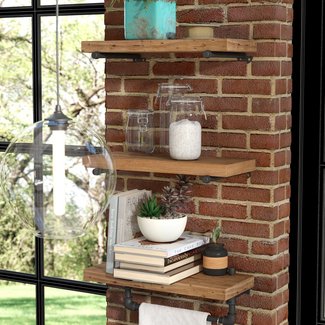 Borrero Industrial Pipe Accent Wall Shelf