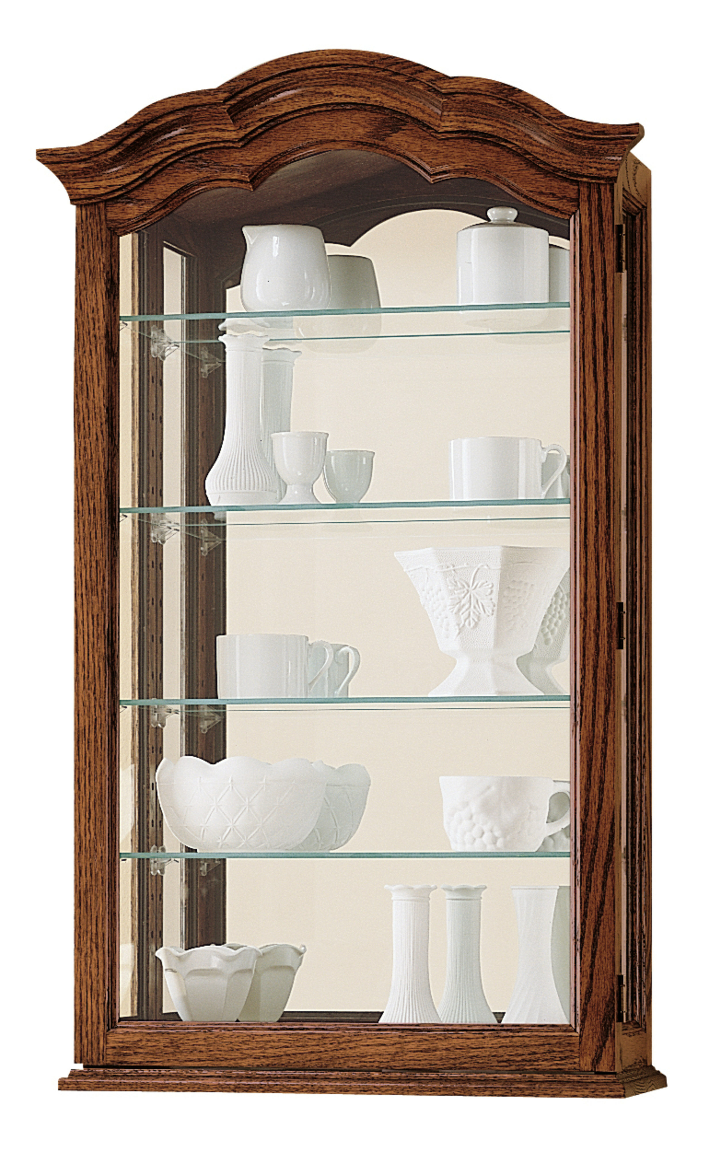 Curio Cabinet Display Case Glass Doors Hanging Wall Mounted Shelf Free Standing 