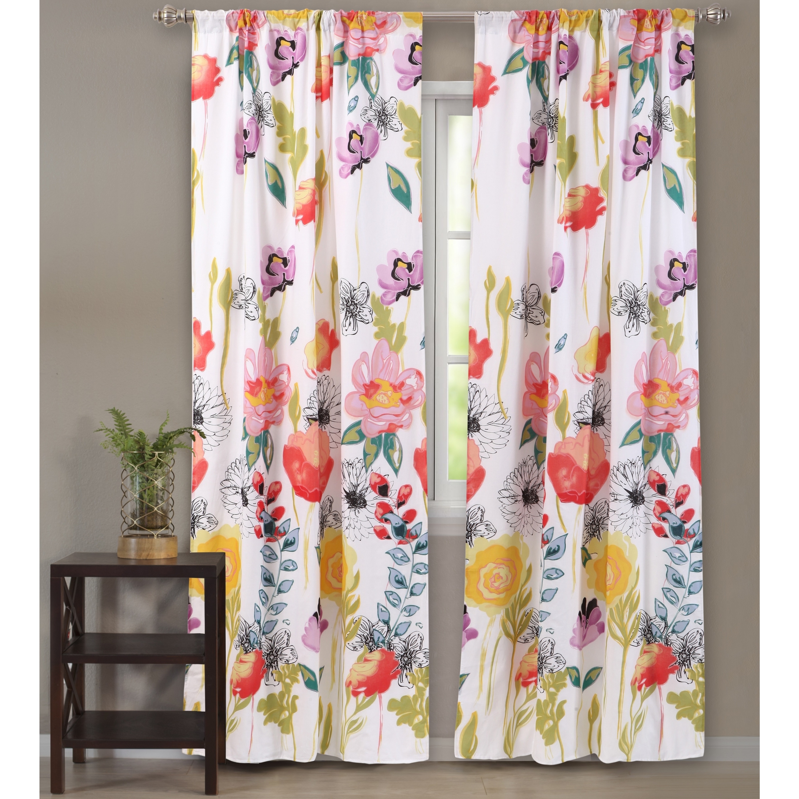 Briaroaks Nature/Floral Sheer Rod pocket Curtain Panels (Set of 2)