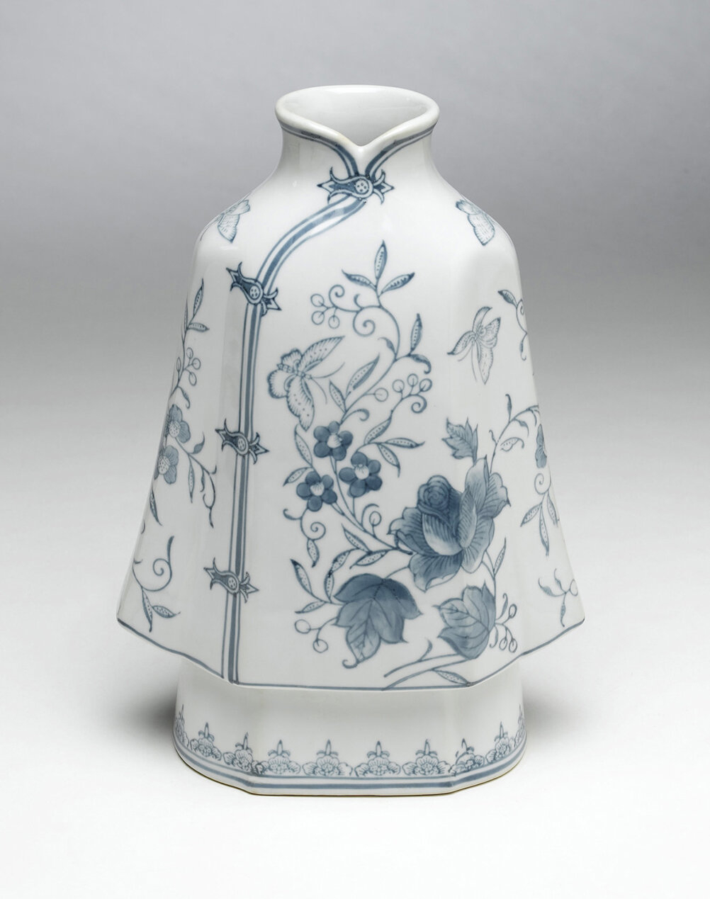 Brumit Blue and White Porcelain Kimono Shaped Vase