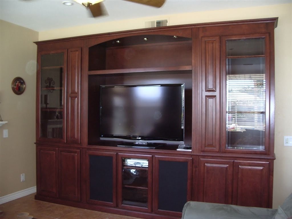 Cherry entertainment online center wall unit