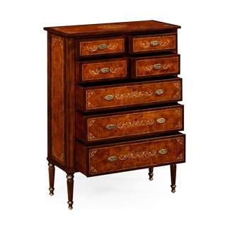 Burl & Mother of Pearl Tall Chest of Drawers