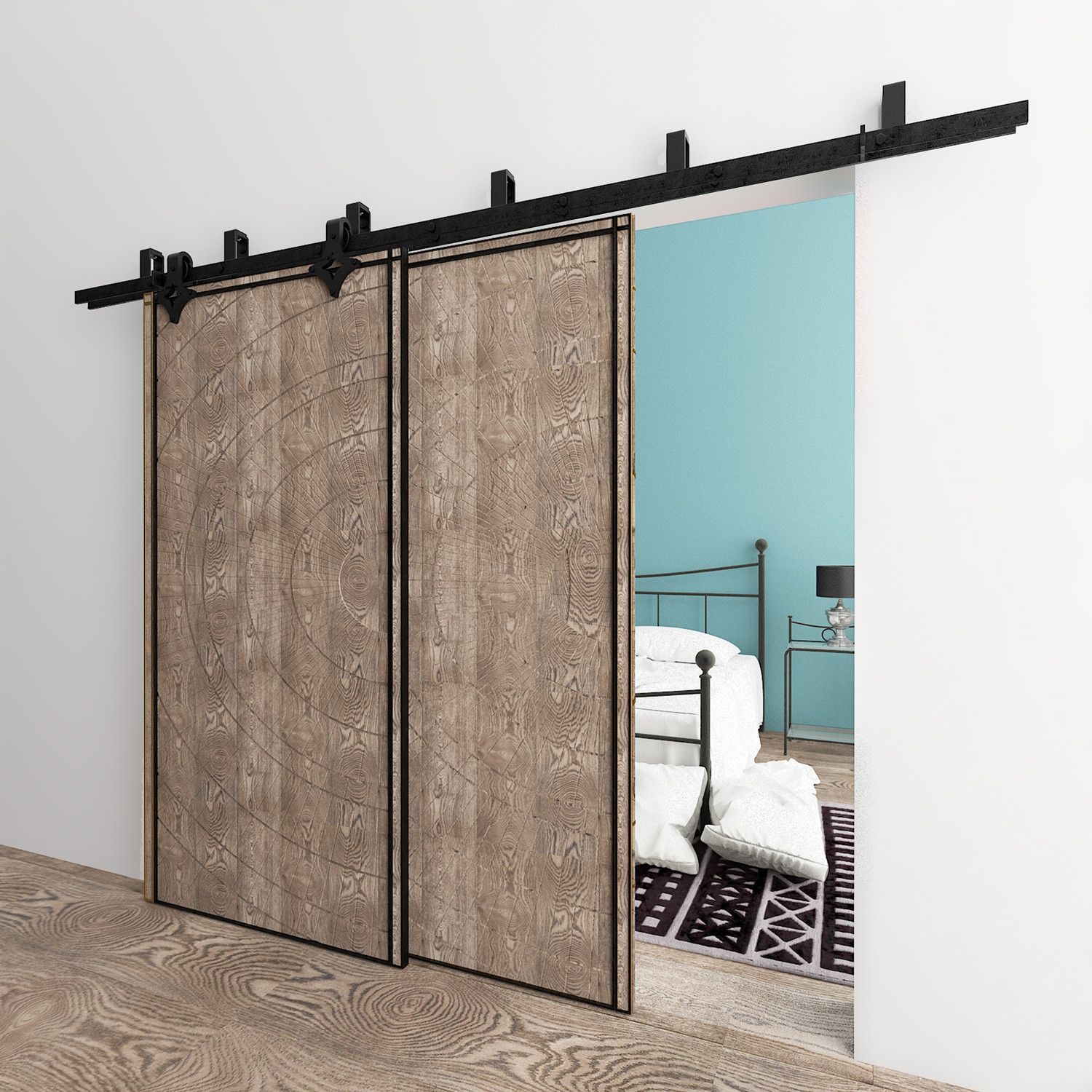 Bypass Track Barn Door Hardware Kit