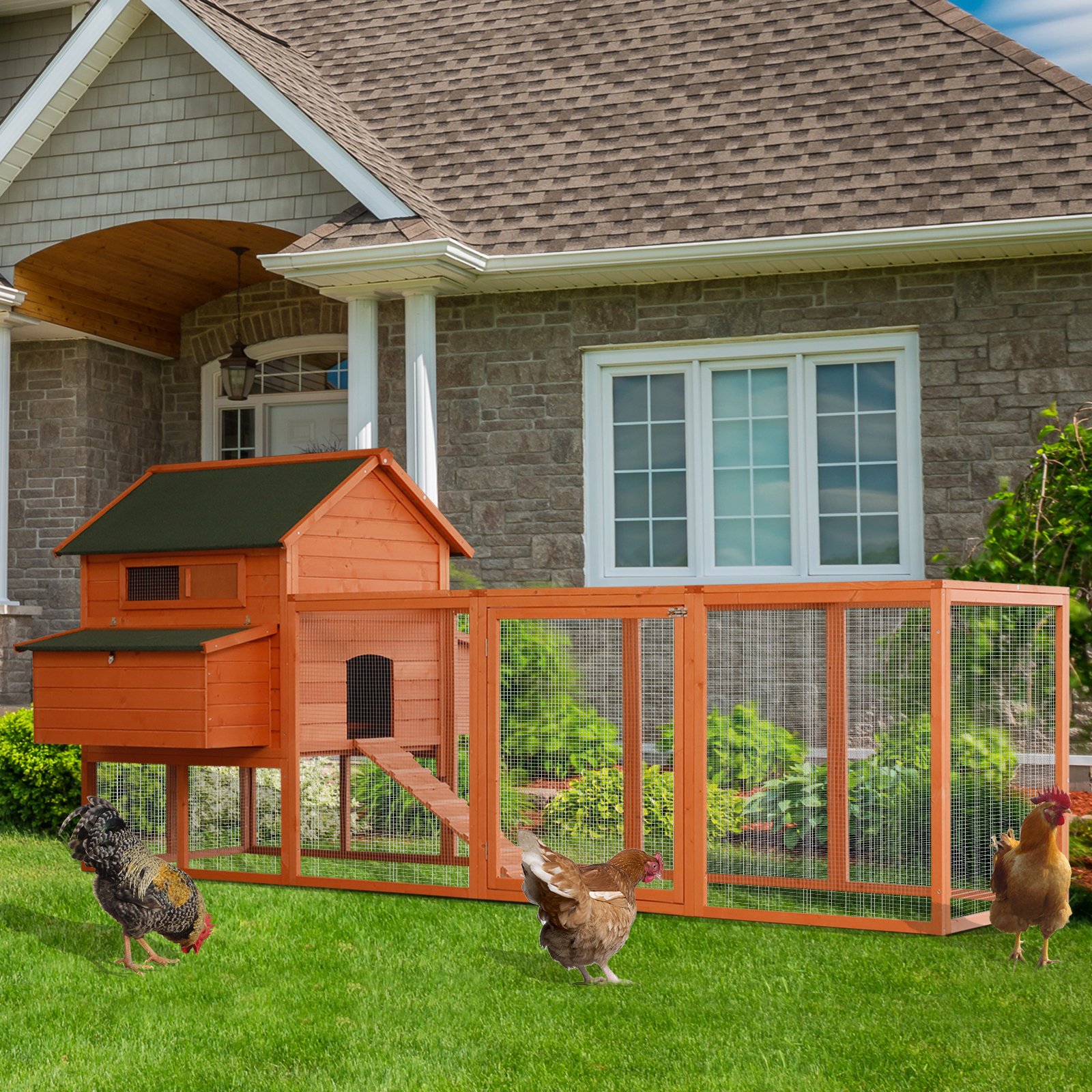 Camara Deluxe Outdoor Chicken Coop with Nesting Box and Chicken Run