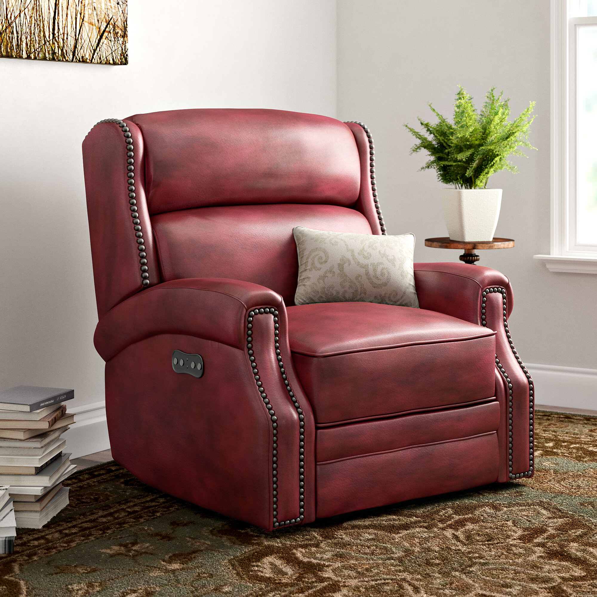 Red Leather Power Recliner Chair / Red Recliners Living Room Furniture