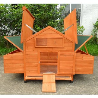 ChickenCoopOutlet New Wood Chicken Coop Backyard Hen House 4-8 Chickens with 6 Nesting Box