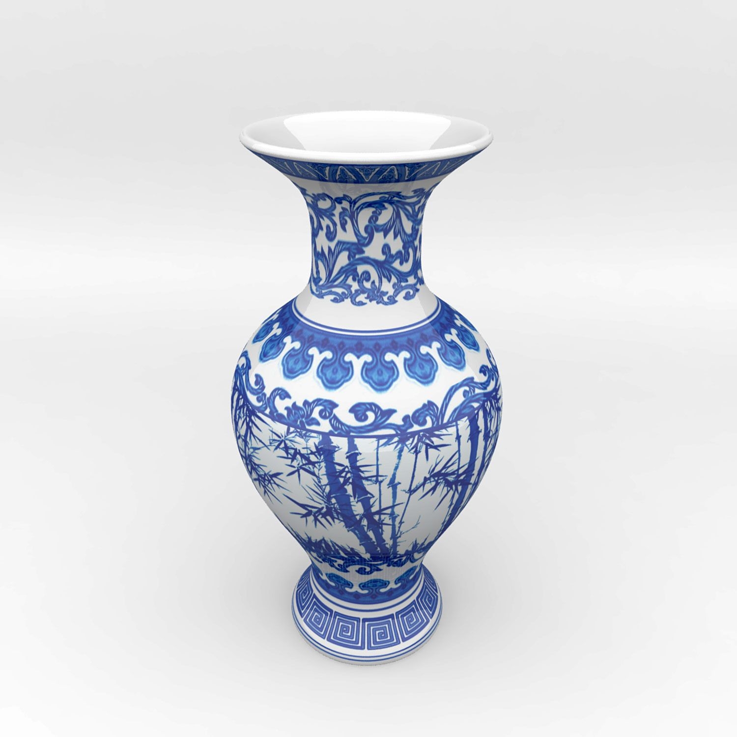 Chinese Blue and White Porcelain Vase 3D Model MAX OBJ