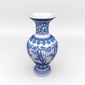 Chinese Blue and White Porcelain Vase 3D Model MAX OBJ