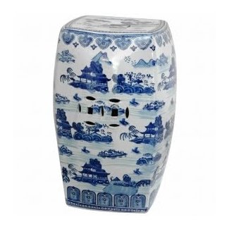 Christiane Blue/White Garden Stool