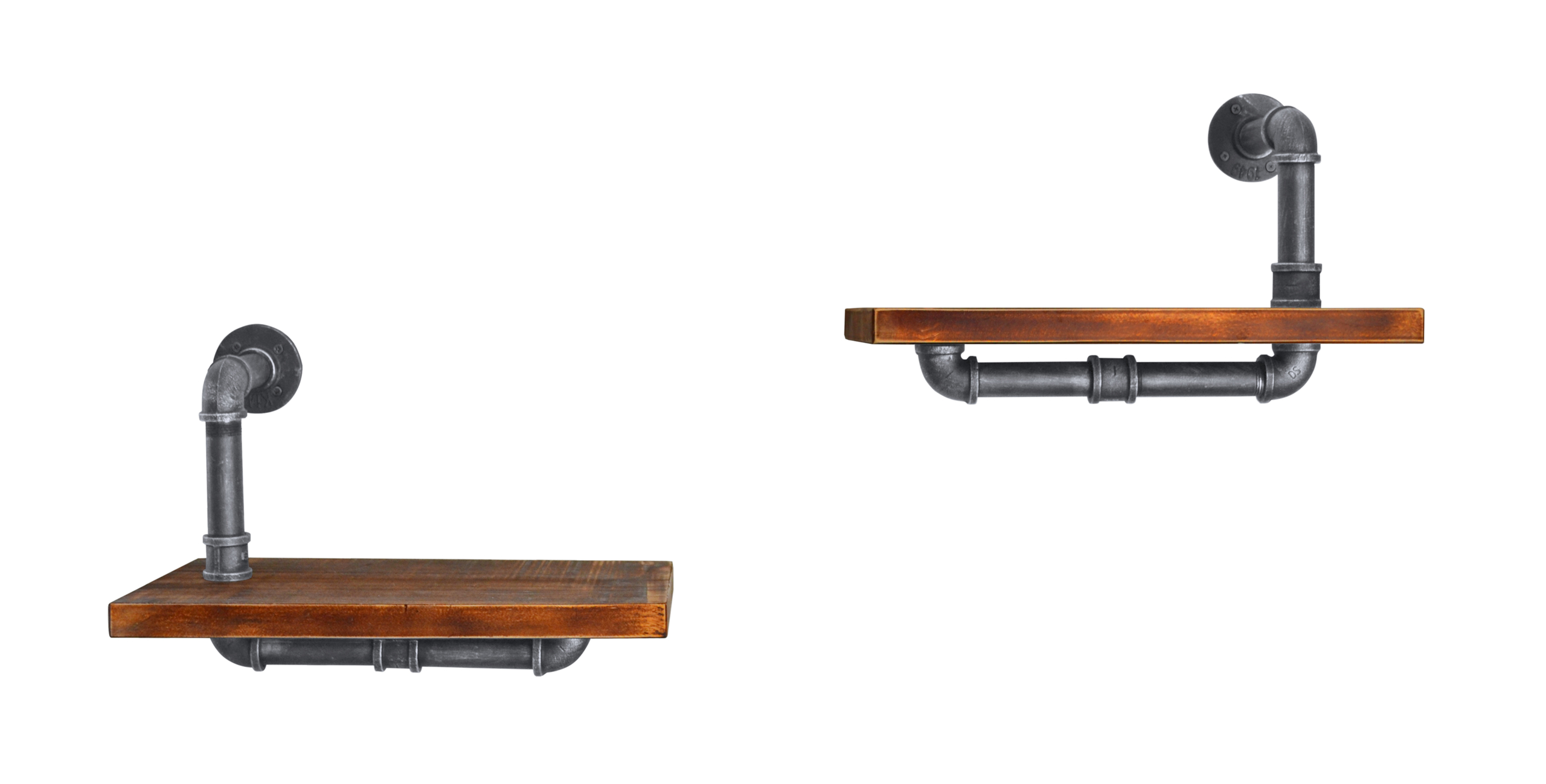 Cioffi Industrial Floating Pipe 2 Piece Wall Shelf Set