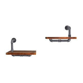 Cioffi Industrial Floating Pipe 2 Piece Wall Shelf Set