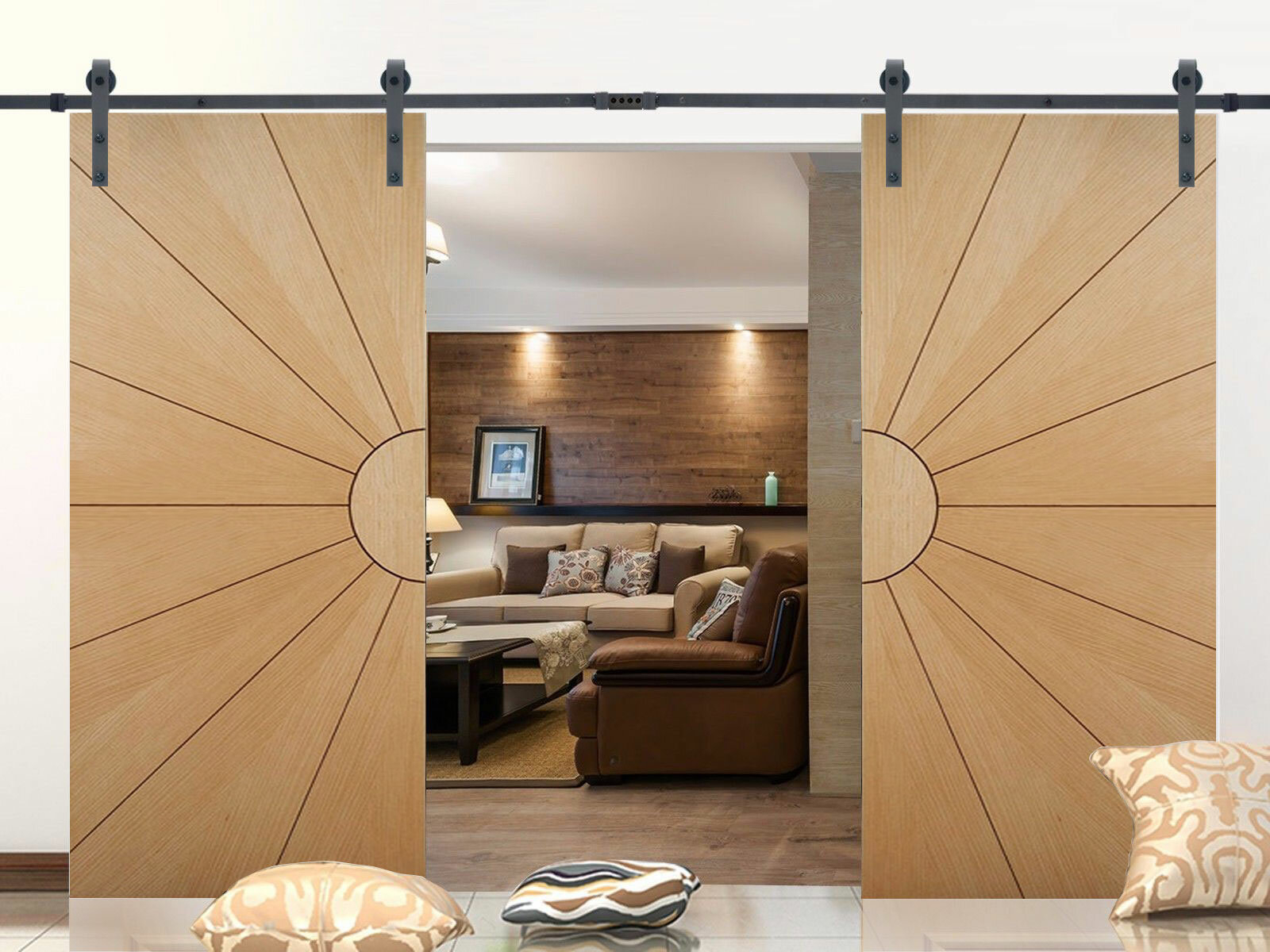 Classic Bent Strap Standard Double Track Barn Door Hardware Kit