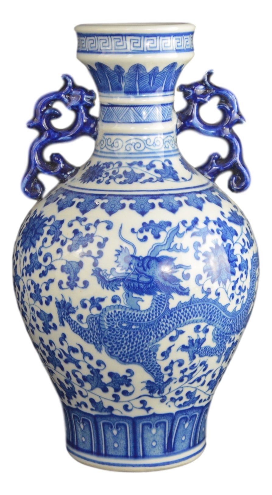 Classic Blue and White Dragon Porcelain Vase, Jingdezhen, China
