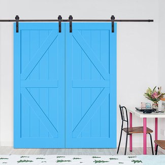 Classic Straight Strap Sliding Standard Double Track Barn Door Hardware Kit
