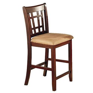 Coaster Leather-Look 2-Piece Pub Chair, 24” height, Cappuccino/Black