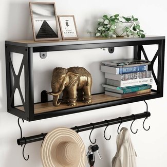 Coat Rack with Shelf Entryway Shelf with Hooks - DECOMIL