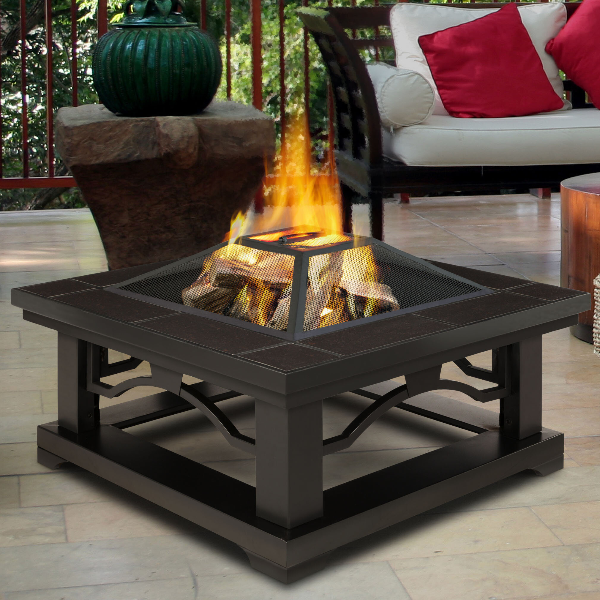 Crestone Steel Wood Burning Fire Pit Table