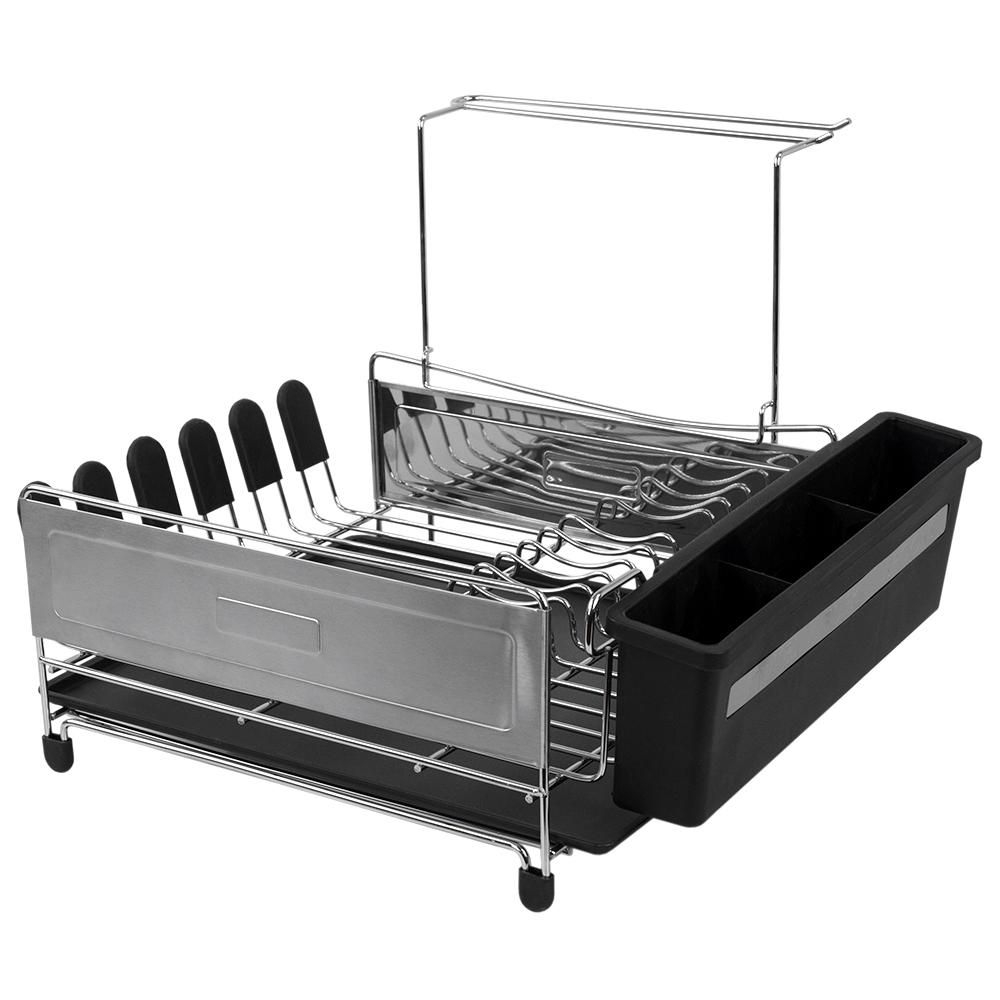 Sabatier Expandable Stainless Steel Dish Rack, 30-Inch, Black