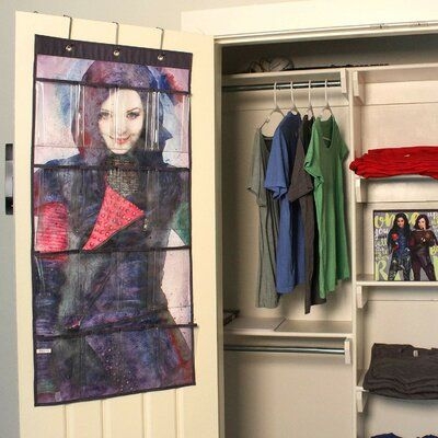 Disney Descendants Shoe Organizer for Closet and Bedroom Storage - 8 Pair - Over The Door Organizer for Children, Kids Toys