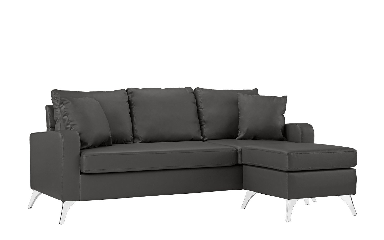 Divano Roma Furniture Bonded Leather Sectional Sofa - Small Space Configurable Couch