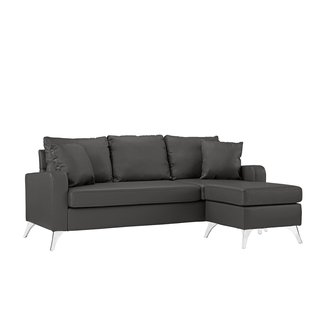 Divano Roma Furniture Bonded Leather Sectional Sofa - Small Space Configurable Couch