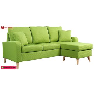 Divano Roma Furniture Mid Century Modern Linen Fabric Small Space Sectional Sofa with Reversible Chaise