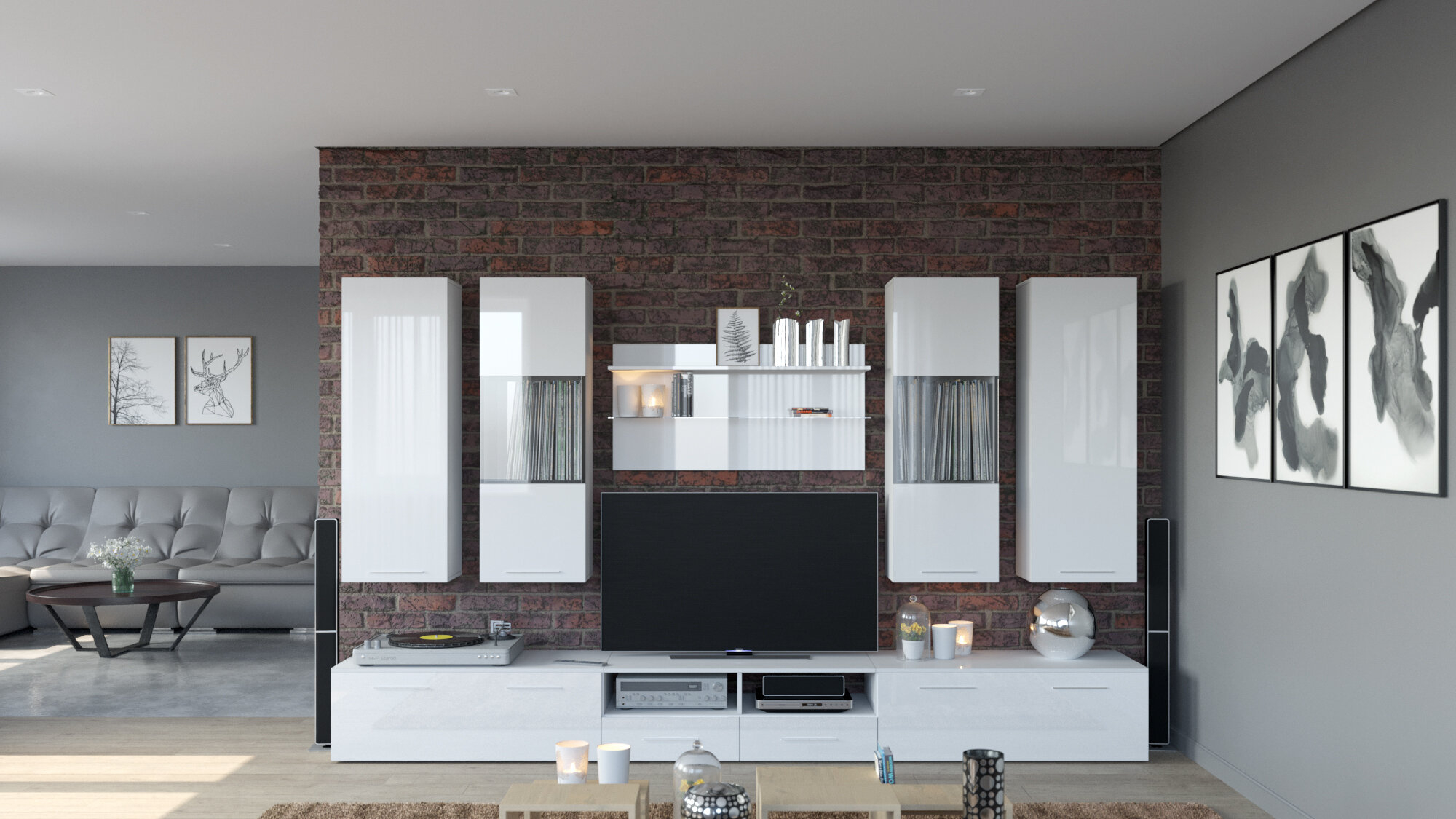 Eastgate 8 Piece Entertainment Center Set for TVs up to 65"