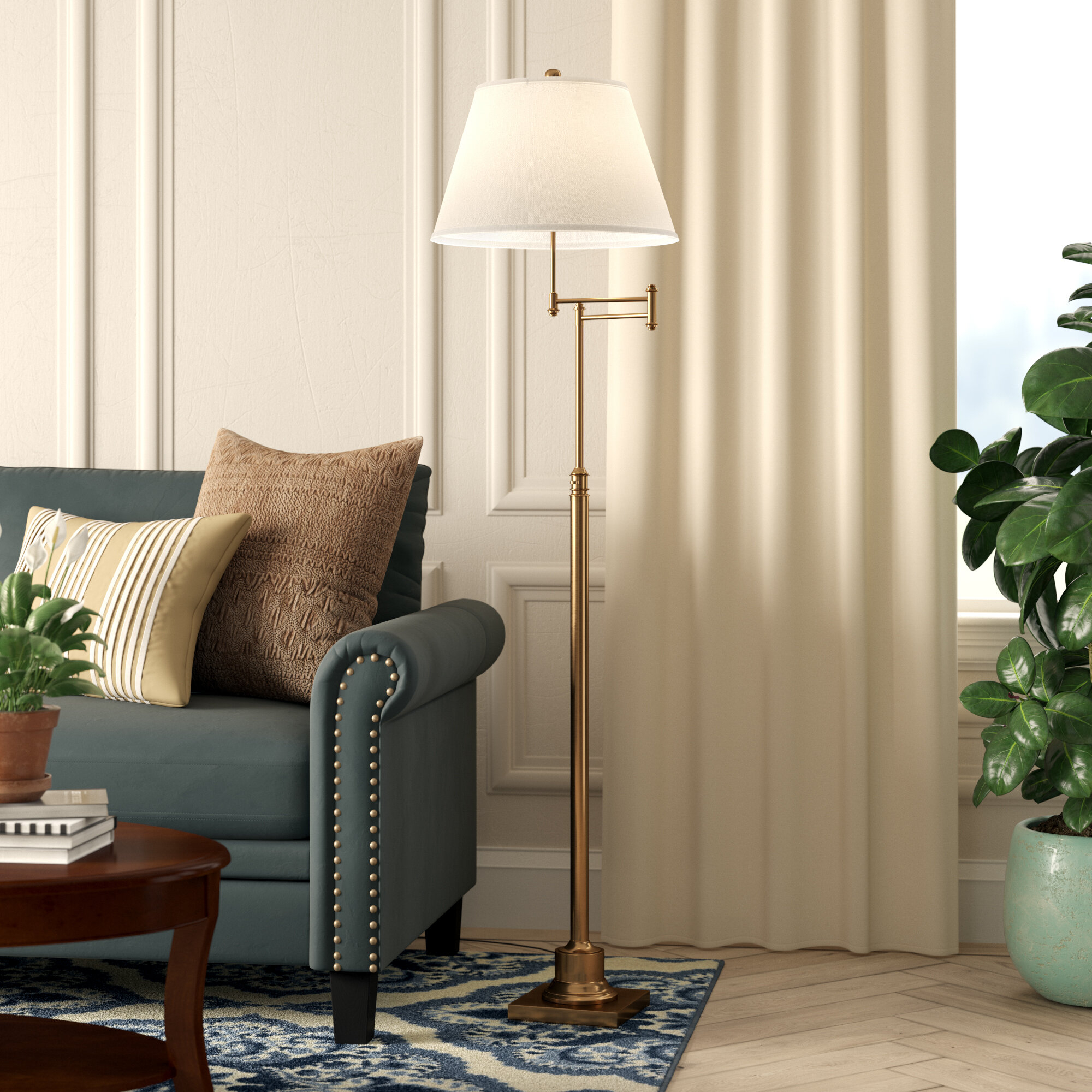 Emmeline 60" Swing Arm Floor Lamp