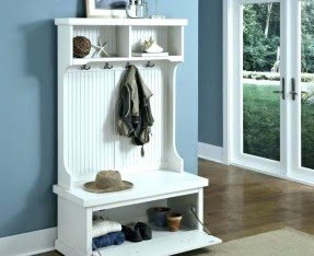 Tuff Concepts Hallway Bench and Coat Hook Shoe Storage in White 95.6 x 34 x180 cm 