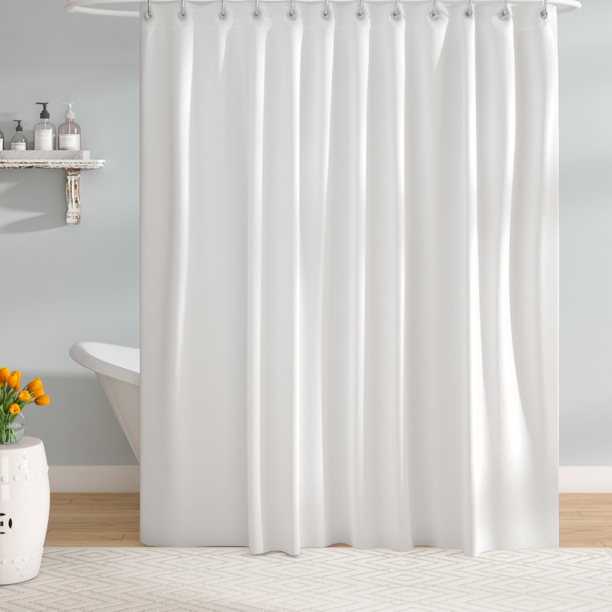 Scribble Waterproof Bathroom Polyester Shower Curtain Liner Water Resistant 