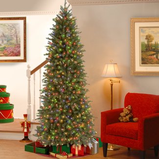 Feel Real Fraser Green Fir Trees Artificial Christmas Tree with 550 Multi-Colored Lights