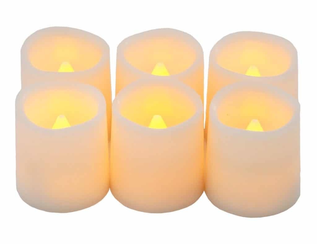 Festival Delights Timer Flameless Candles Premium IC-Controlled Soft Flickering Votive Battery Operated Candles, 150+ Hours of Lighting, 5H Timer, Battery Included, Dia. 1.5"x1.75"H