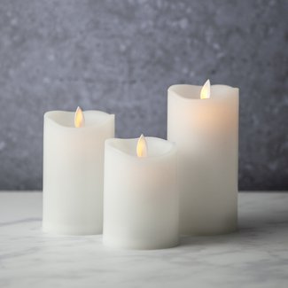 Flameless-Candles-Led-Battery-Operated | with Remote Control Timer Flickering Flame White Indoor Outdoor Large Pillar Candle Lights - Set of 3 Unscented 4" 5" 6" by Sandstone & Sage