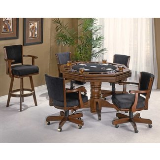 Flip Top Card Table with Chairs - Traditional Poker Table