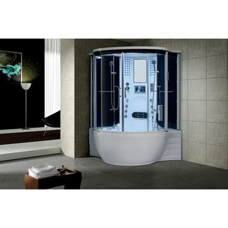 Florence 57" x 87" Round Sliding Steam Shower with Base Included